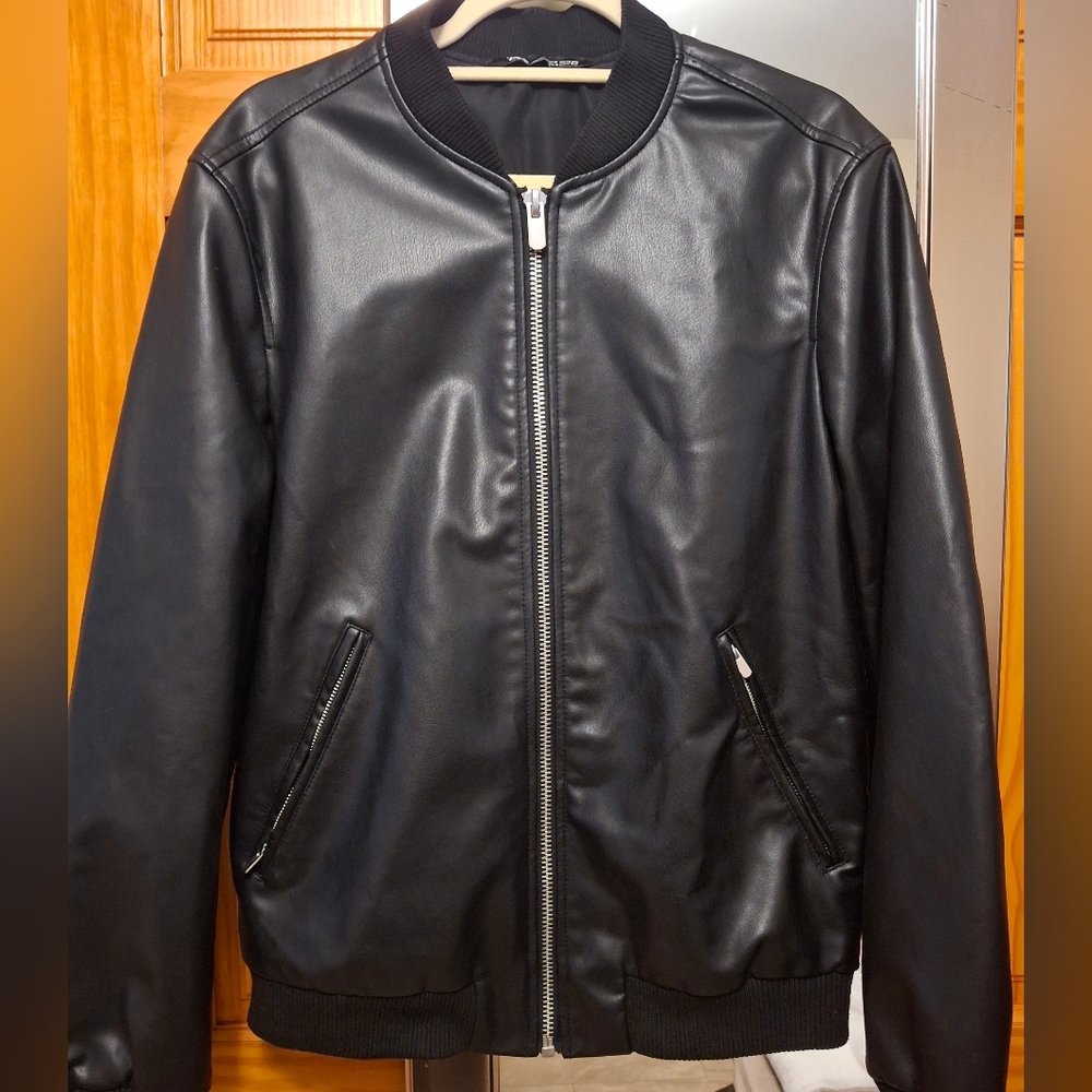 Zara Black Pleather Bomber Jacket - Picture 6 of 14